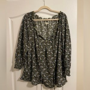 Green flower blouse